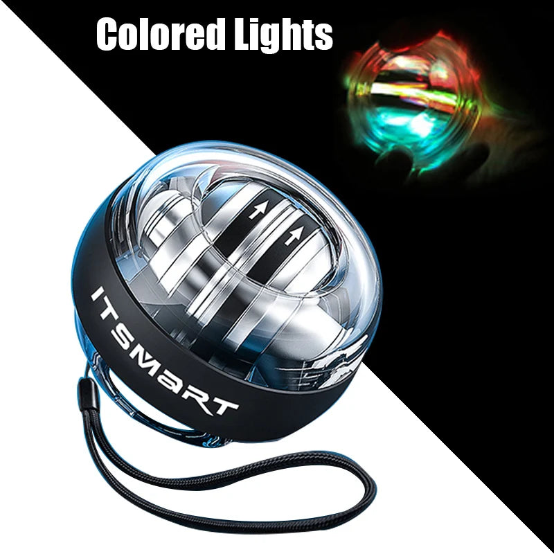 LED Gyro Wrist Ball - Automatic Centrifuge Arm and Forearm Strength Trainer for Ultimate Fitness