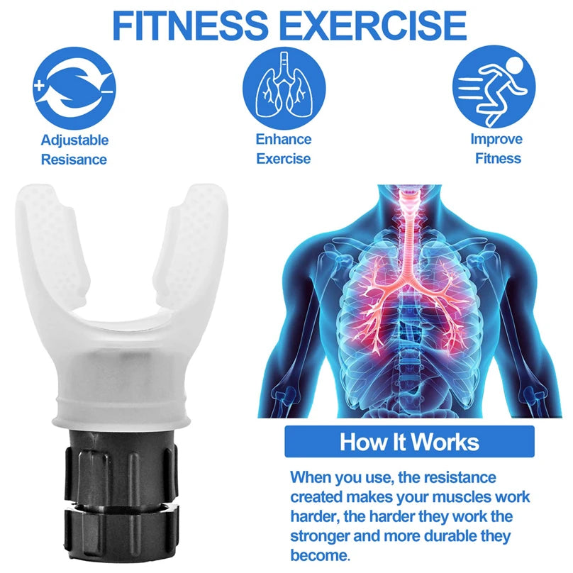 Lung Flexer Breathing Trainer - Durable Fitness Exerciser for Increased Lung Capacity and Adjustable Deep Breathing