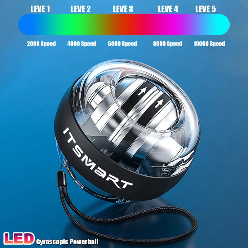 LED Gyro Wrist Ball - Automatic Centrifuge Arm and Forearm Strength Trainer for Ultimate Fitness